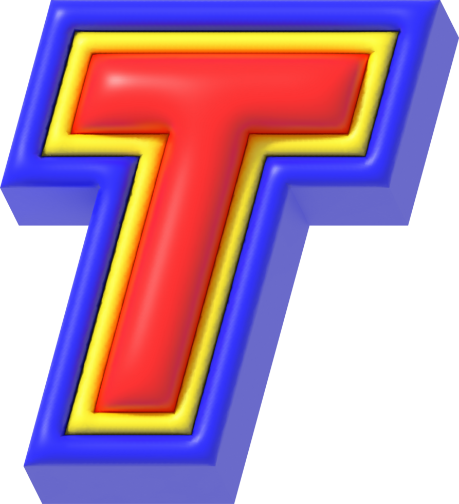 Letter T, Modern Tech 3D Lettering png