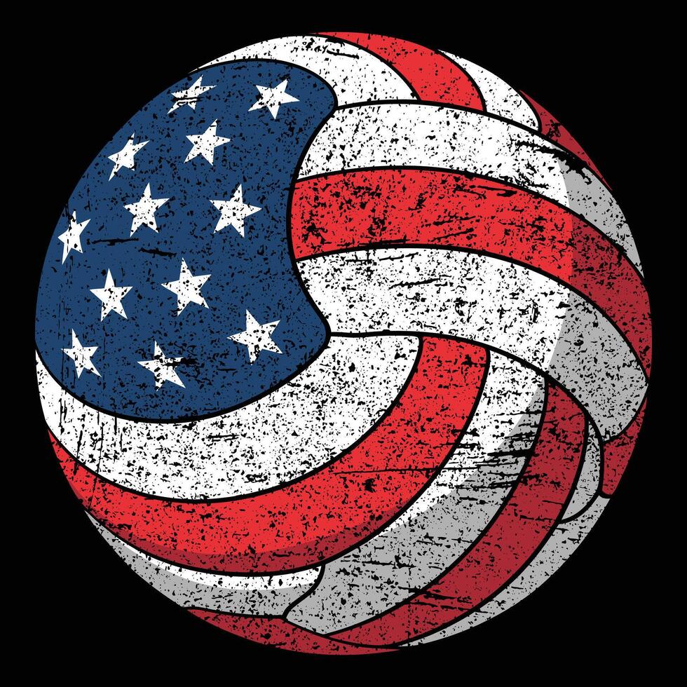 USA Flag Grunge Volleyball Design. Vintage USA Flag Volleyball Design vector
