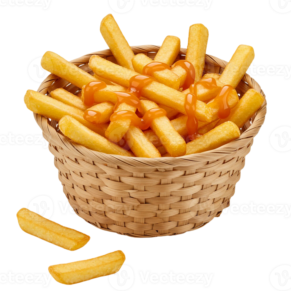 French fries and sauce combination isolated png