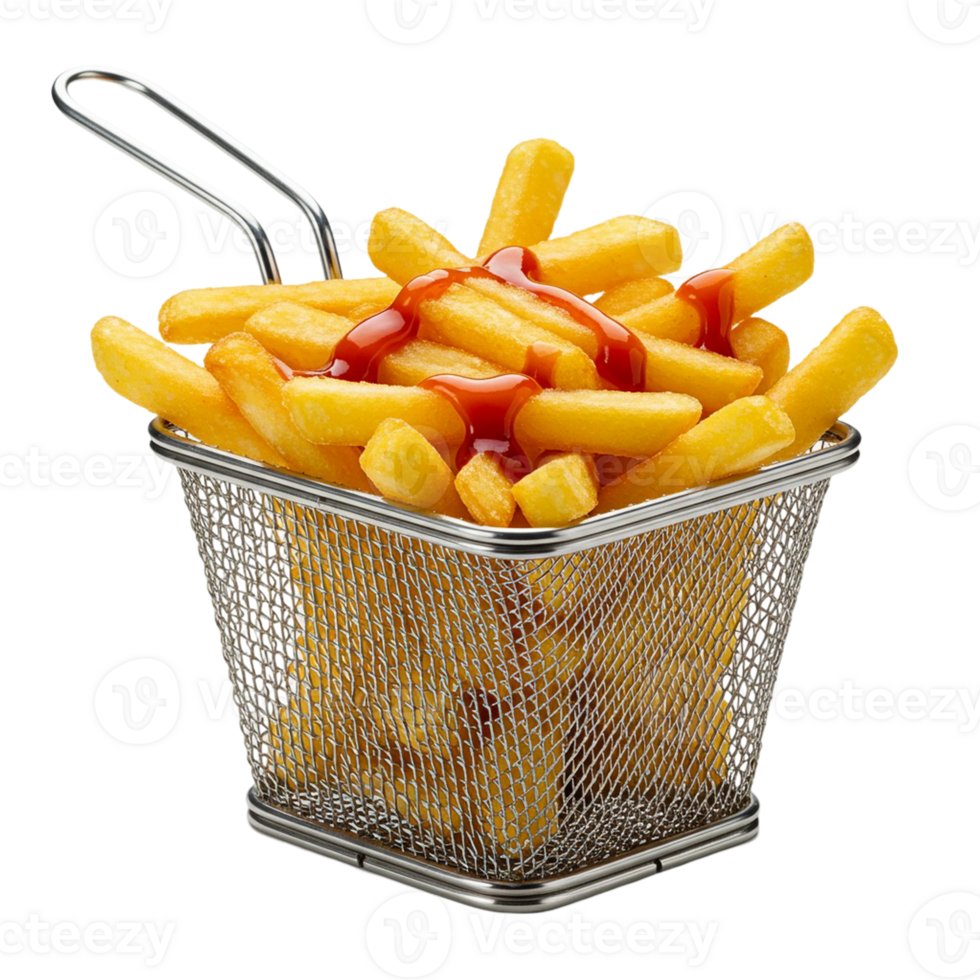 French fries with flavorful sauce on a clean transparent background png
