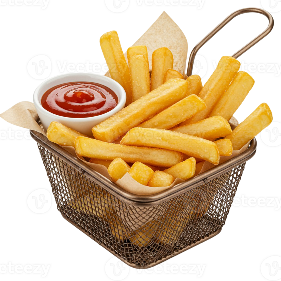 French fries served with sauce on a transparent background png