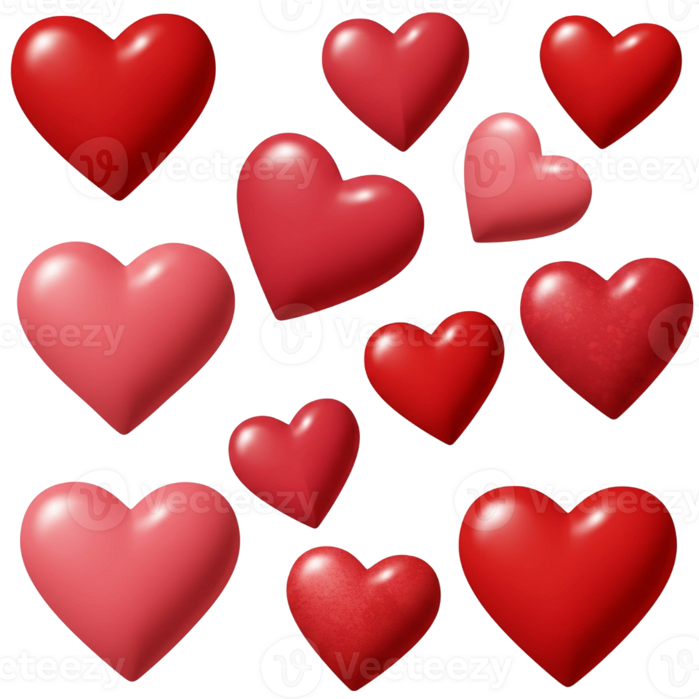 Transparent background filled with individual heart designs png