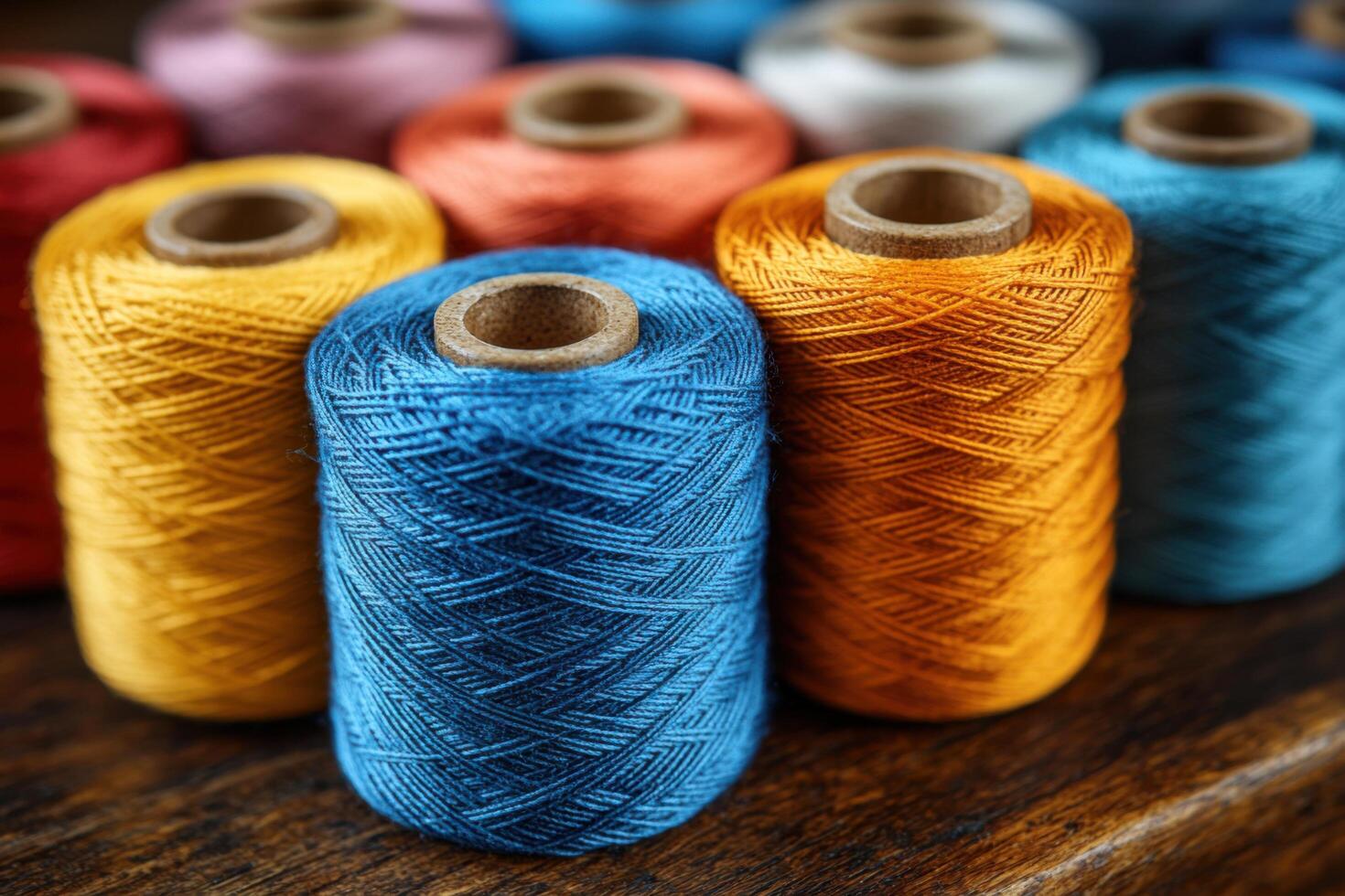 A spool of thread with different colors photo
