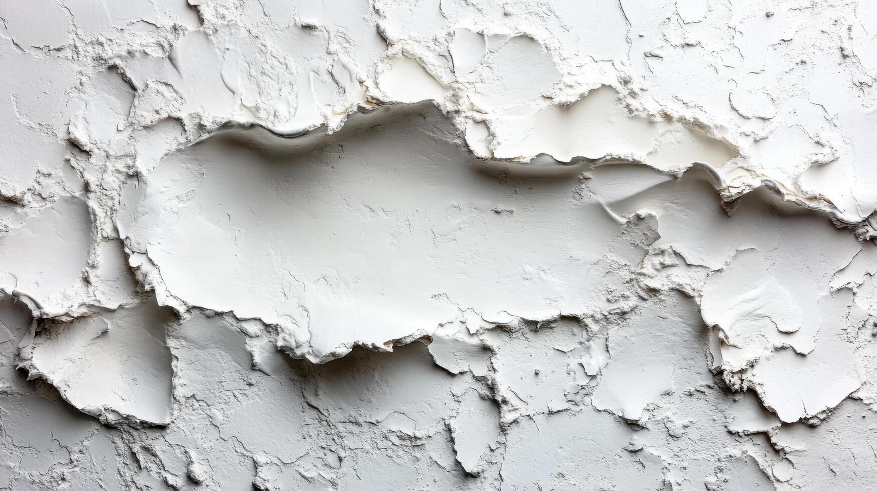 Peeling white paint revealing textured surface on wall in natural light during daytime photo