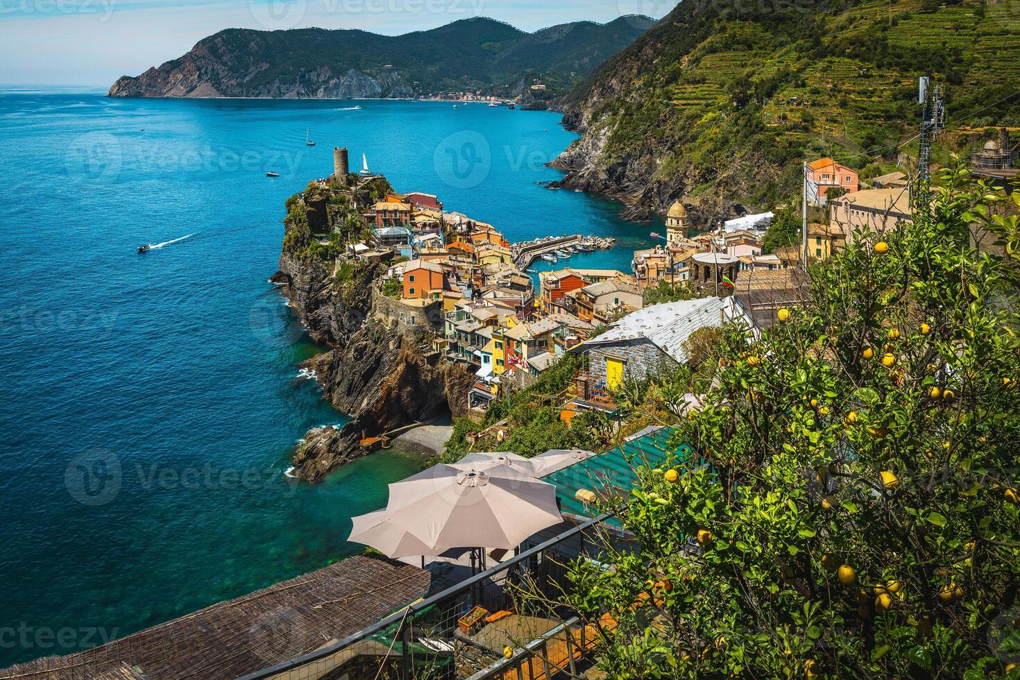 Famous Vernazza village on the cliffs, Liguria, Italy photo