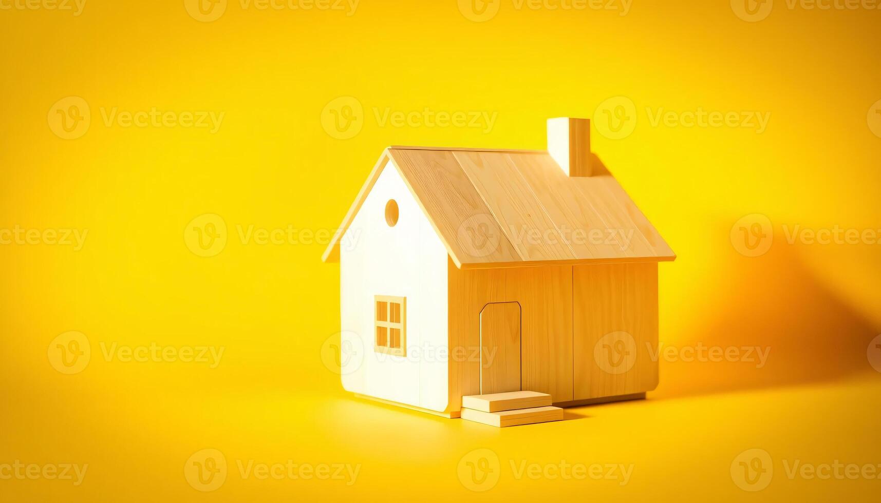 Wooden house model on yellow background, Eco-friendly home design inspiration, Budget homes photo