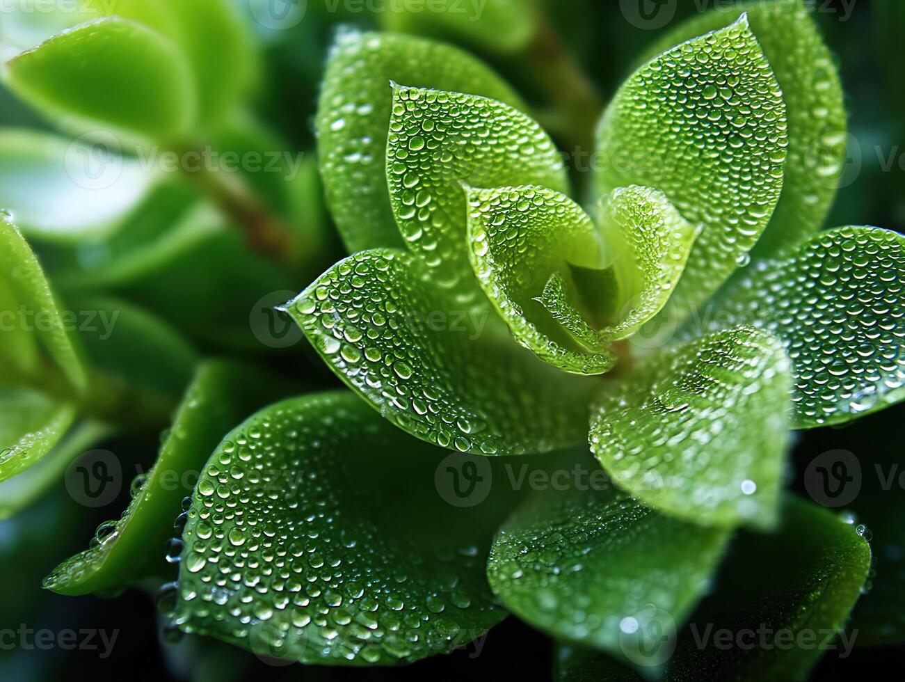 Succulent Plant with Dew Droplets photo