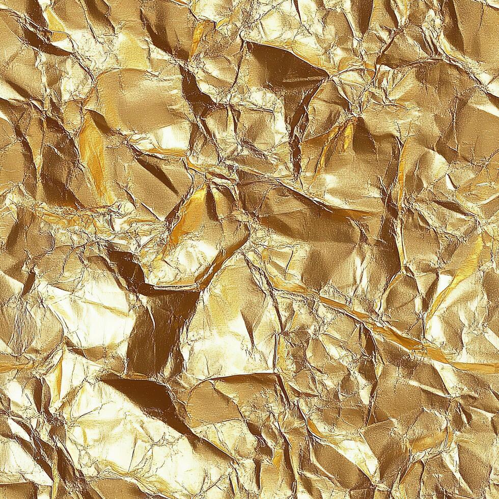 Wrinkled Creased Seamless Golden Foil Texture photo