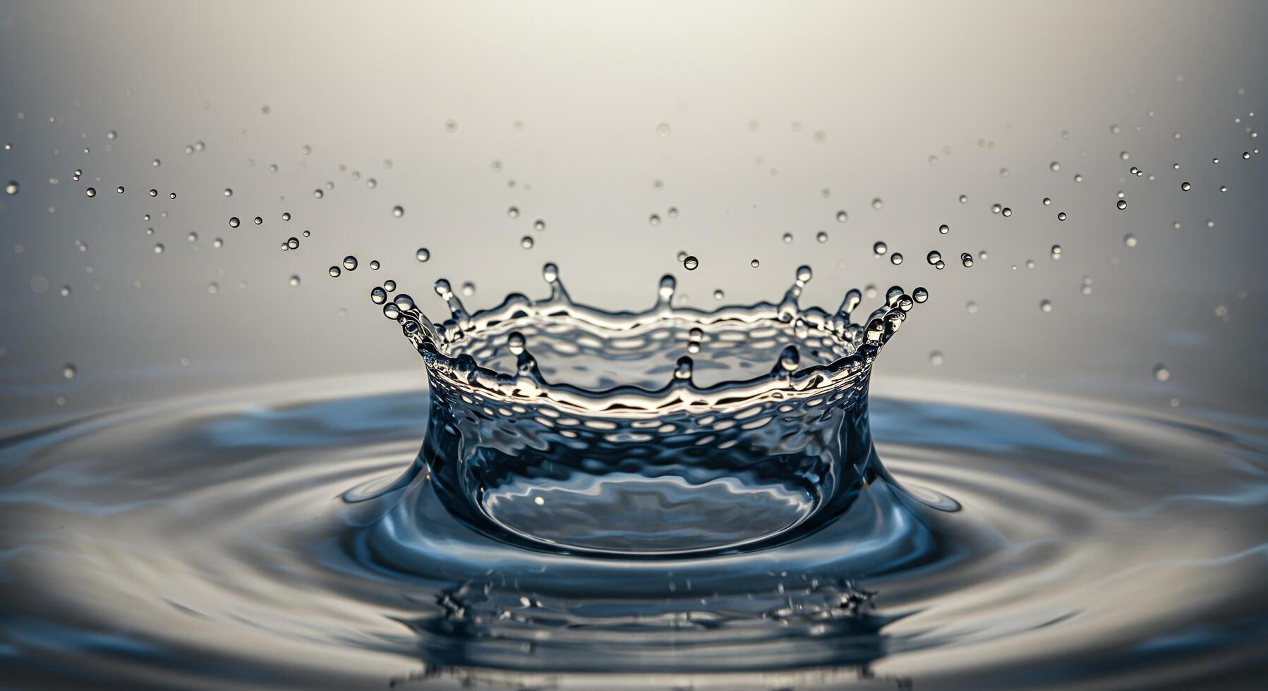 Water Drop Impact Creating Crown Shape with Ripples in Liquid photo