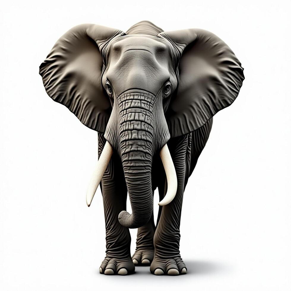an elephant is standing in front of a white background photo