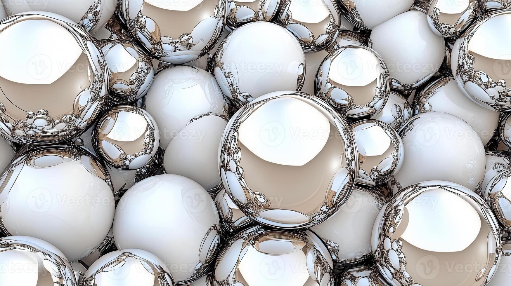 Abstract Background of Shiny White and Silver Spheres photo
