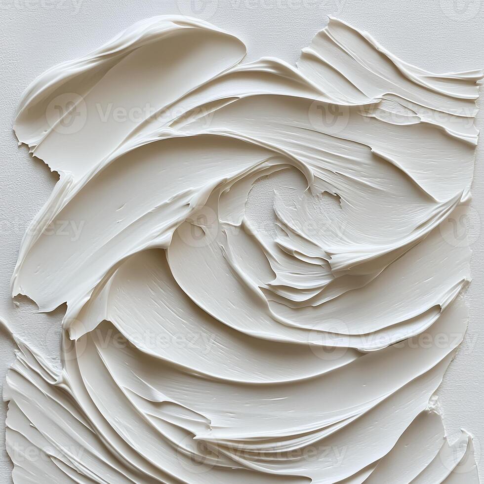 Abstract Off White Impasto Painting with Swirling Brushstrokes photo