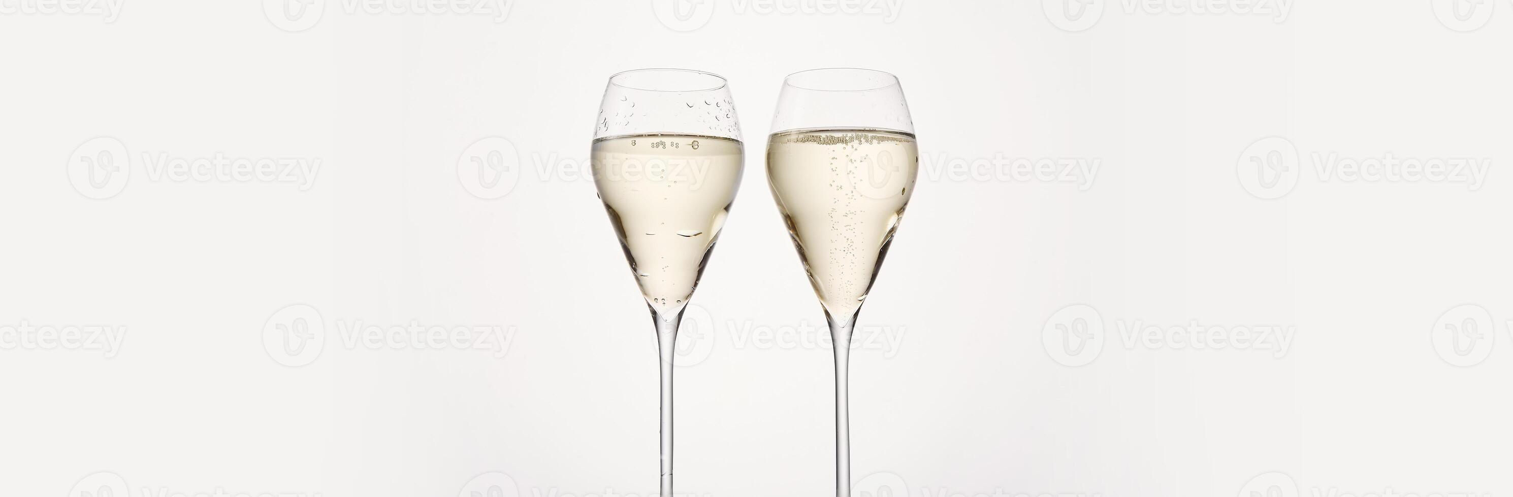 Festive composition with pair of champagne flutes. photo