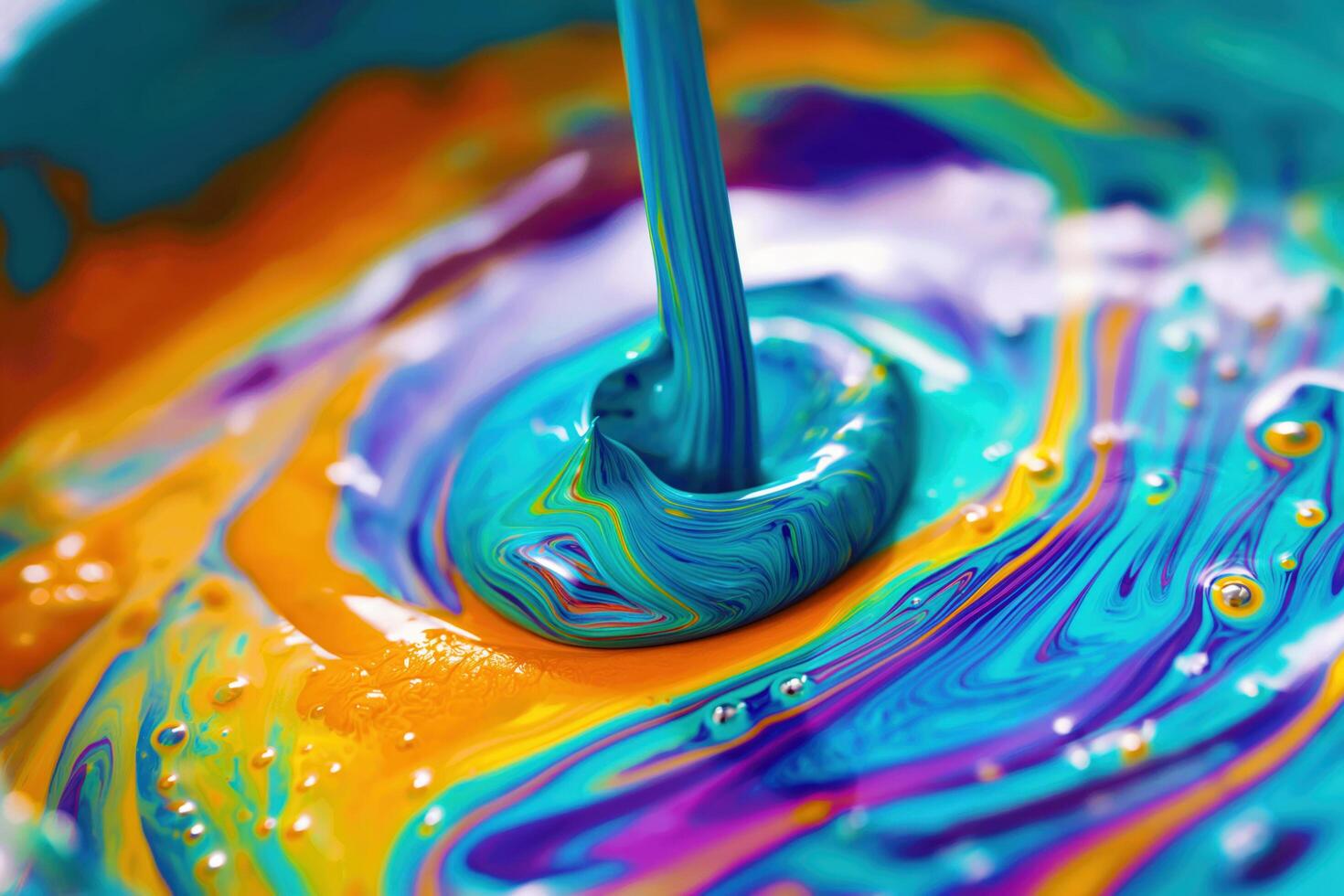 A blue and yellow paint swirl photo