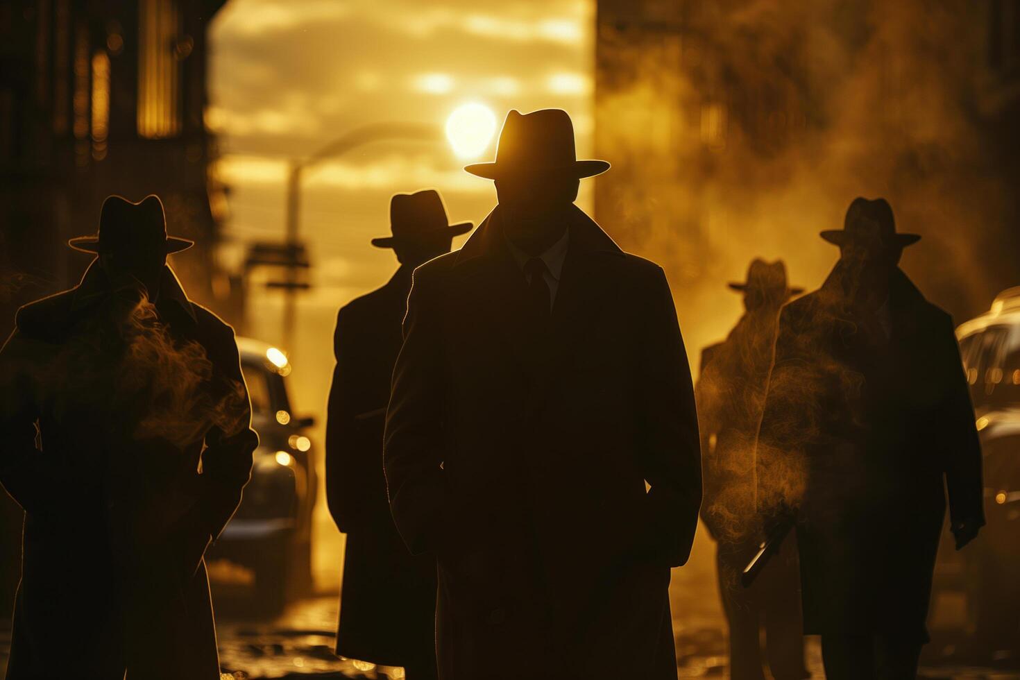 mafia group walking in street photo