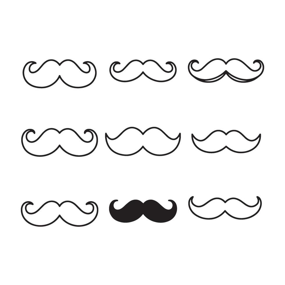 Stepwise Mustache Sketch Guide Explore Styling Techniques for Realistic Art vector