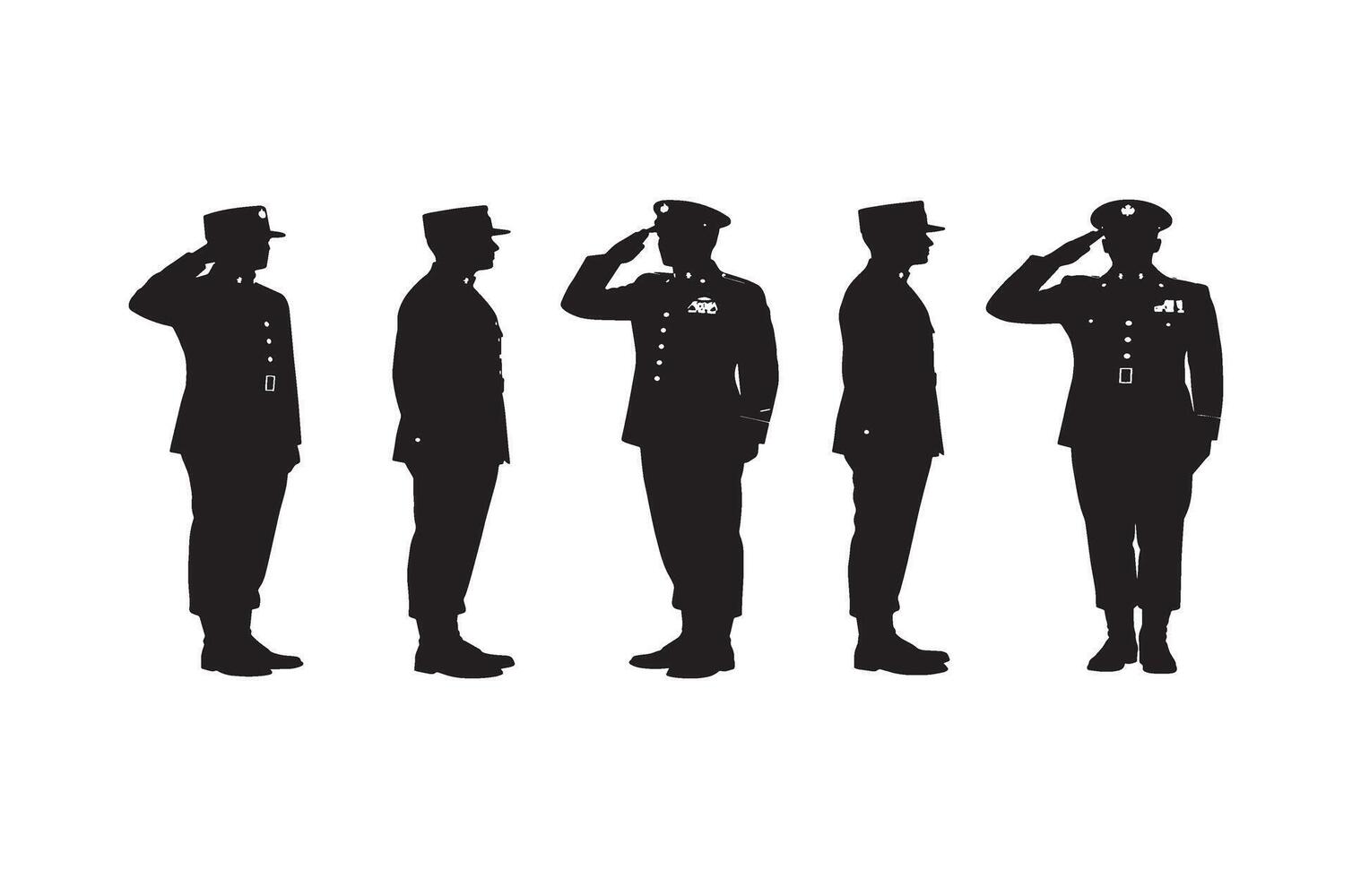 Symbolic representation of military service through the act of an officer saluting vector