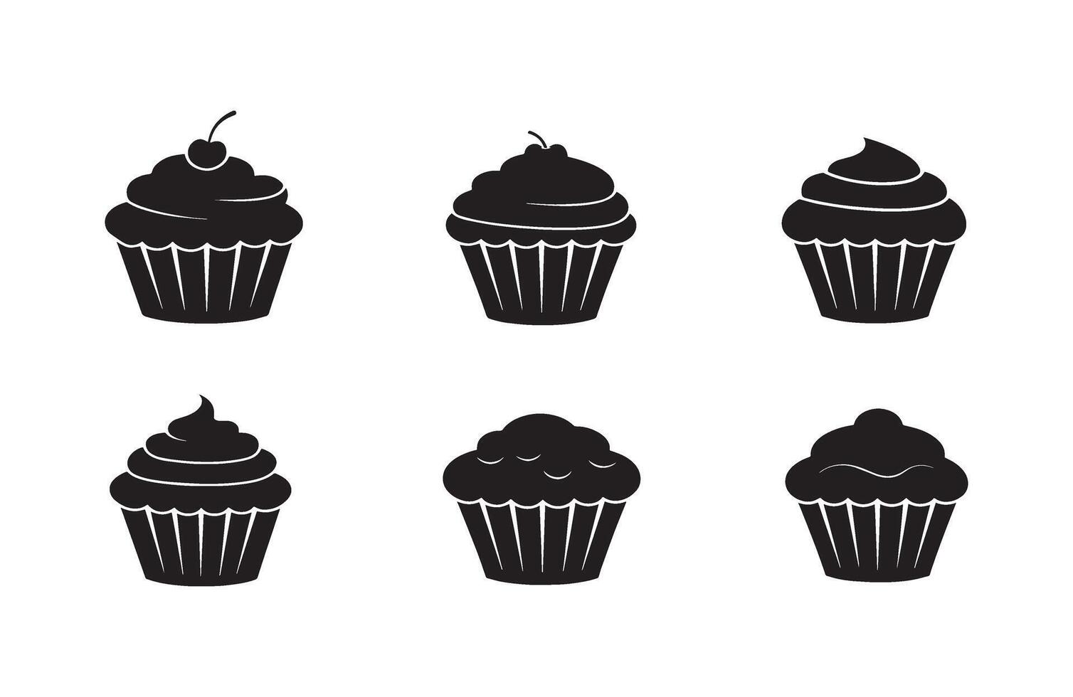 Charming Cupcake Icons for Customizable Greeting Cards and Invitation Designs vector