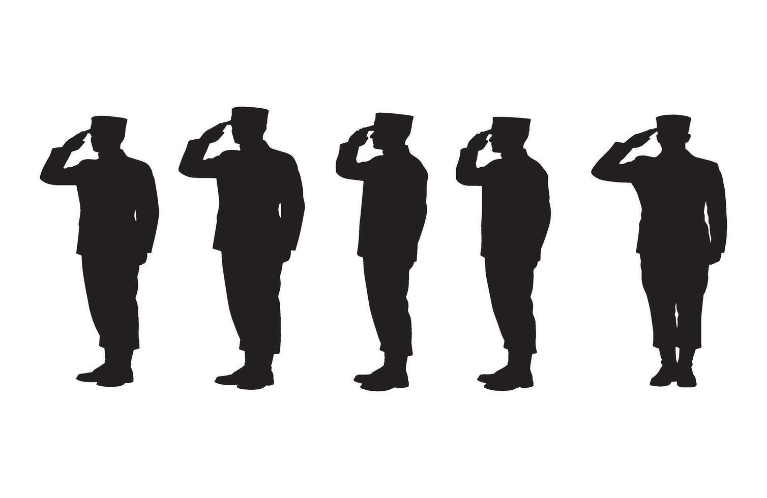 Group of officers standing in formation and saluting with formal uniform details vector