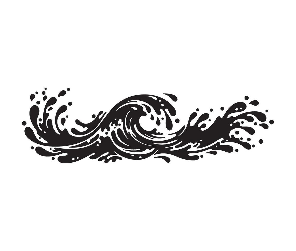 High-resolution black ink wave splash for printing and web design vector