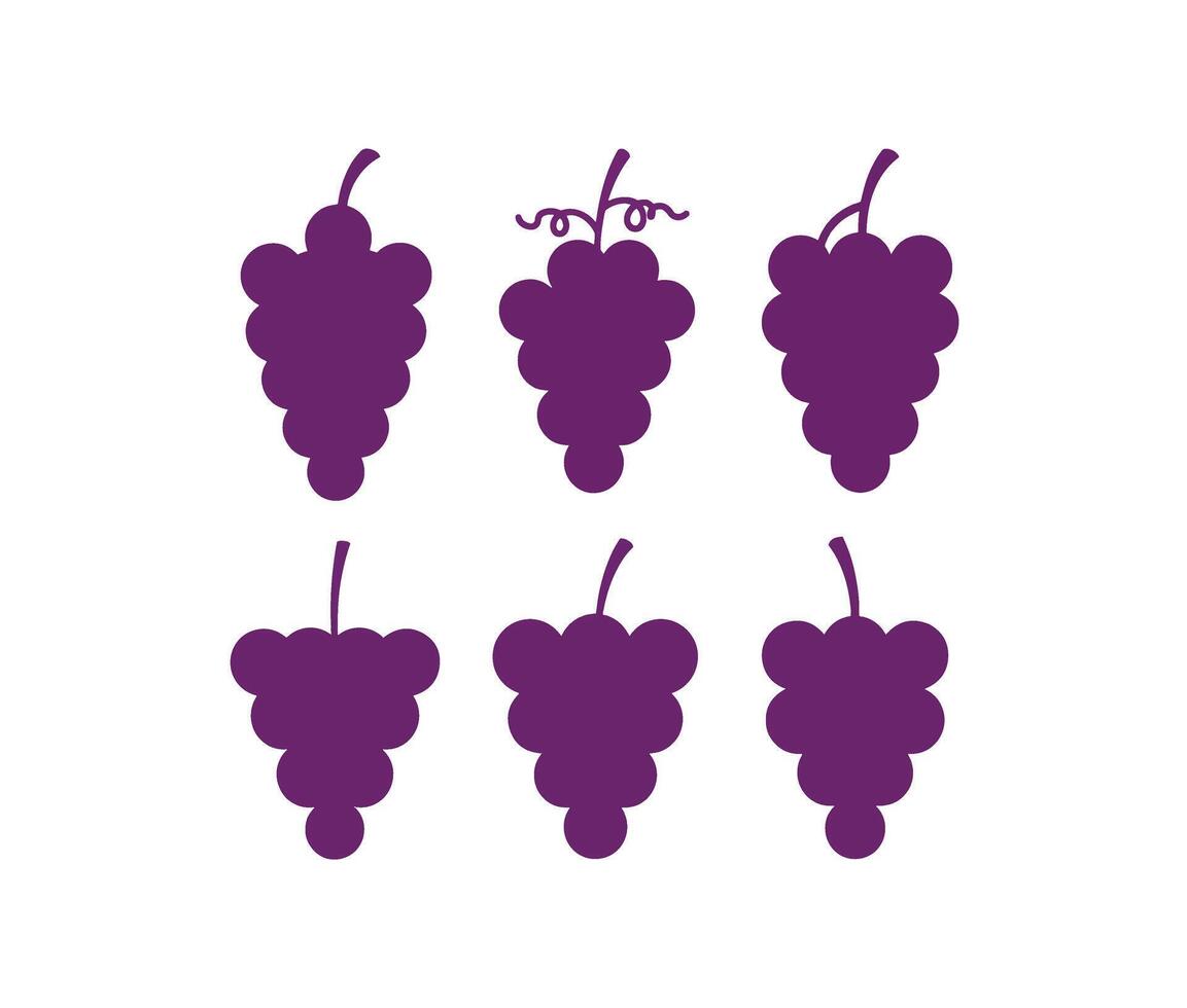 Simple and Elegant Grape Cluster Icons for Label and Packaging Design vector