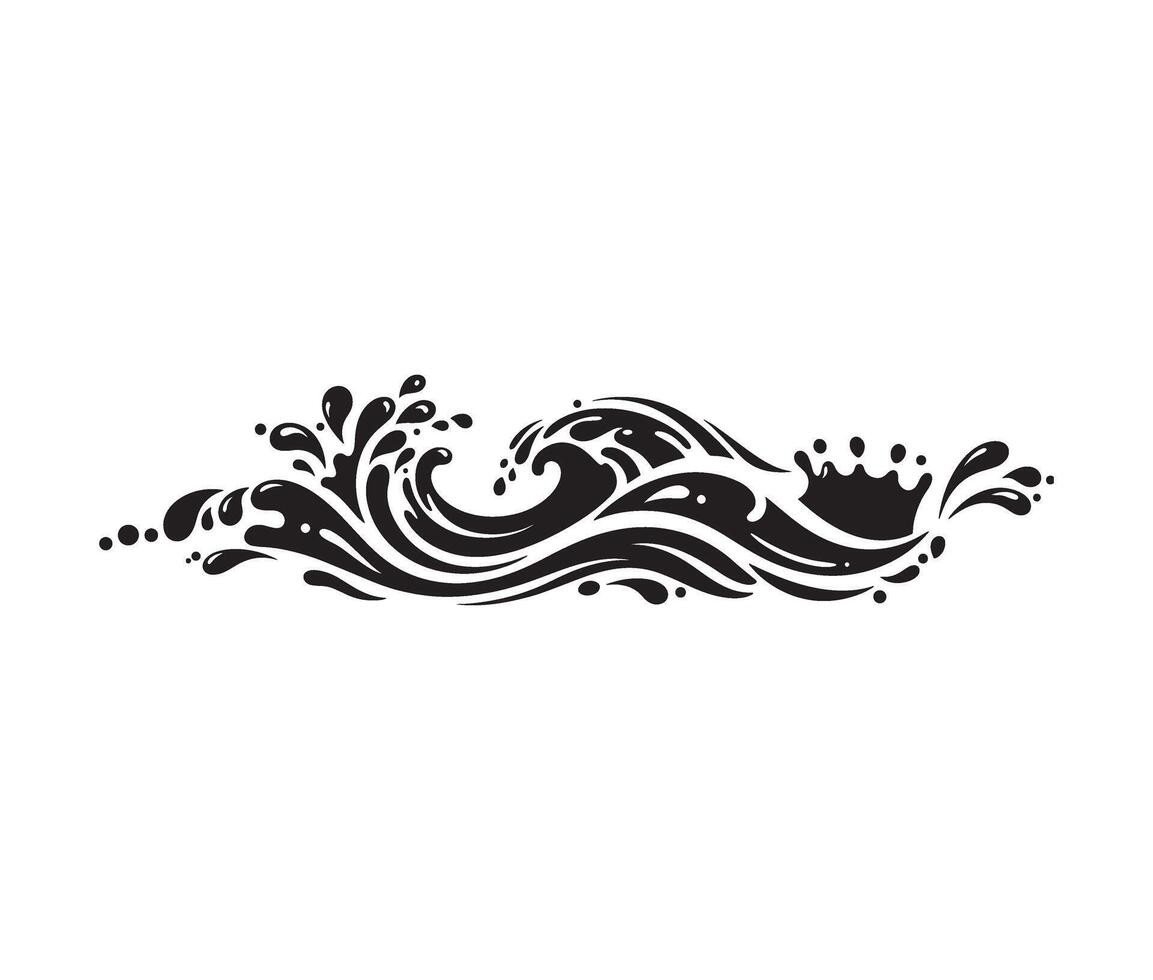 Decorative and elegant ocean wave splash silhouette for creativity vector
