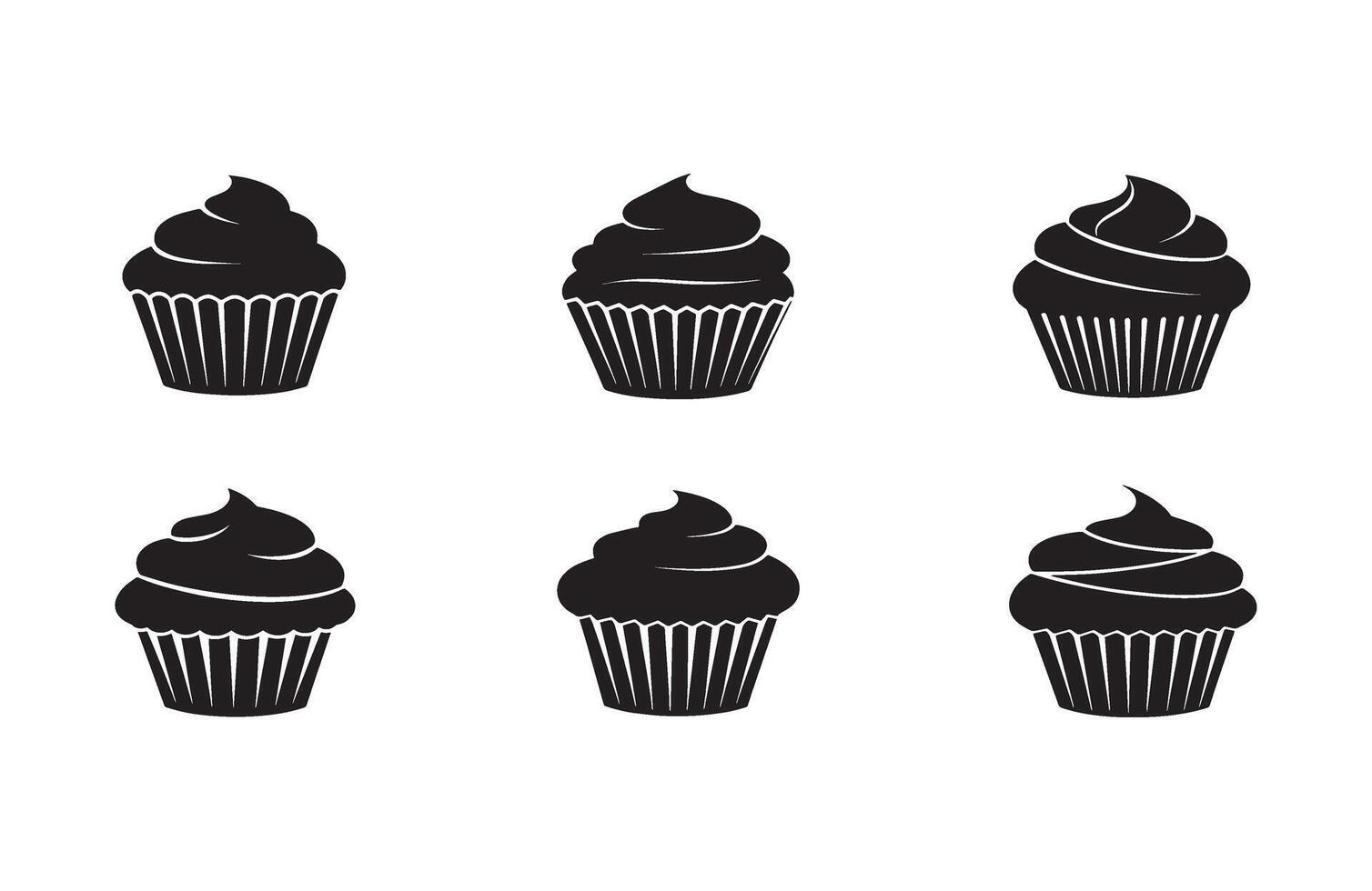 Cupcake Outline Set for Bakery Branding and Menu Designs vector