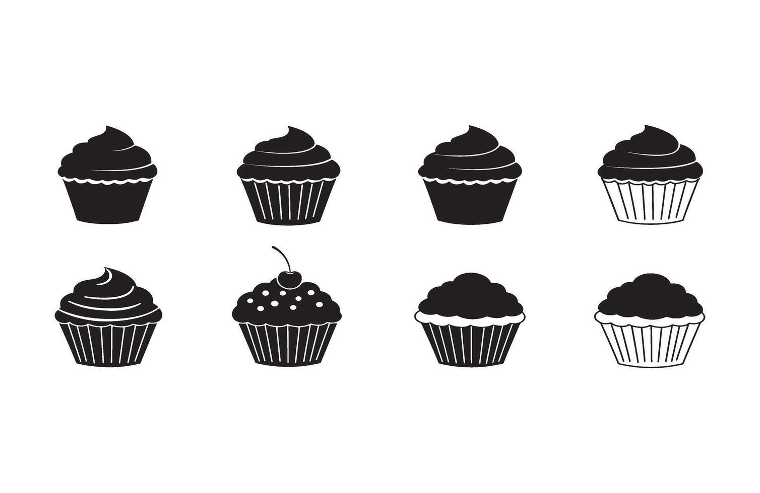 Monochrome Cupcake Graphics Perfect for Logos and Dessert Branding vector