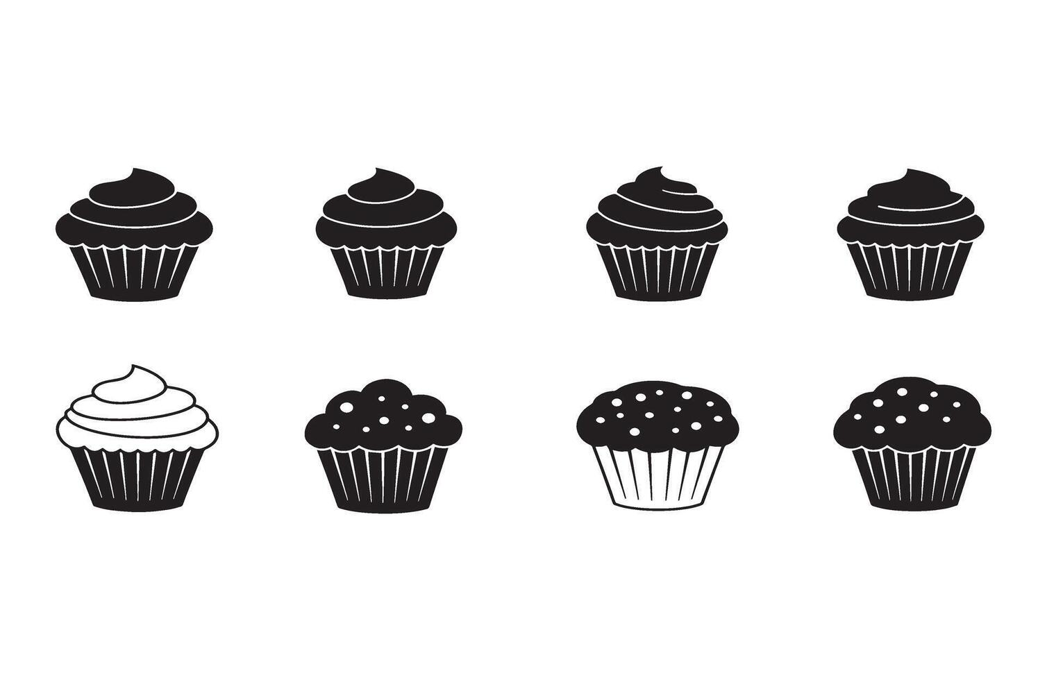 Perfect Cupcake Silhouettes for Personalized Baking Stickers and Labels vector