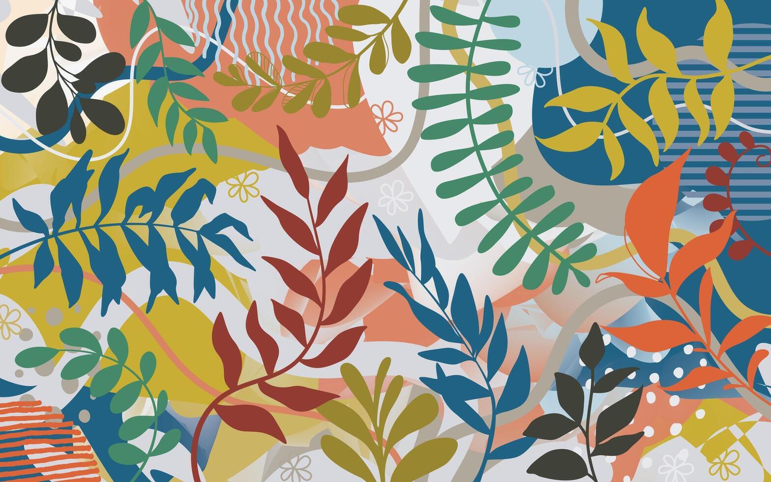 Hand drawn autumn leaves art background design. vector