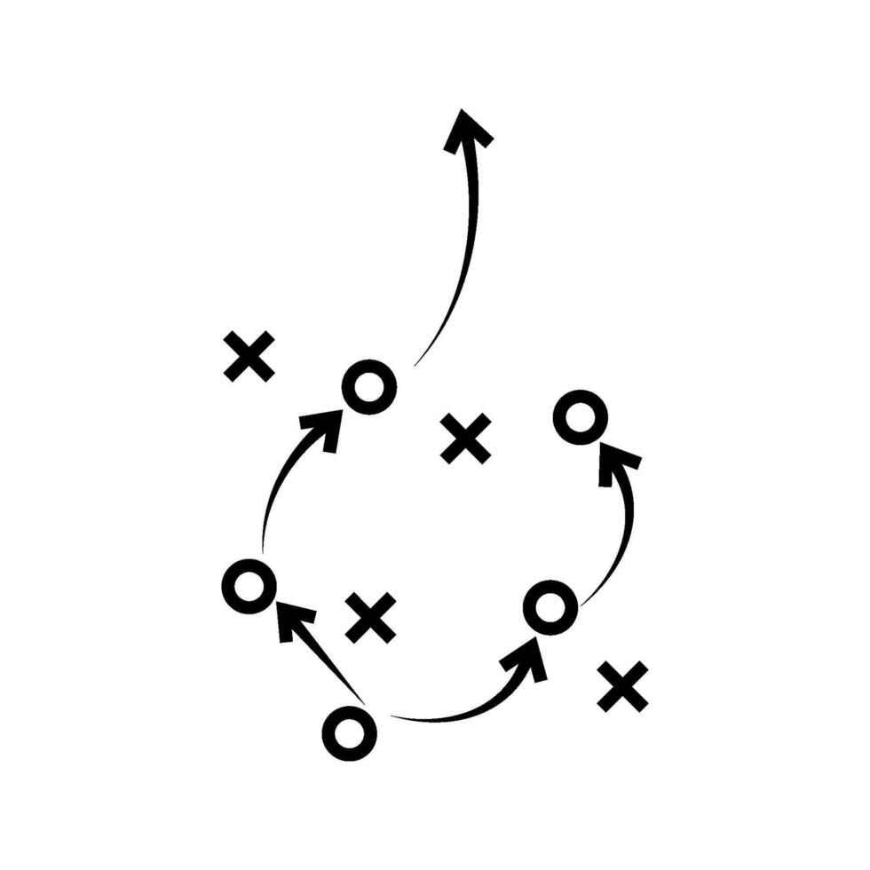 soccer tactics icon,game success strategy in football, scheme play, illustration on white background. vector