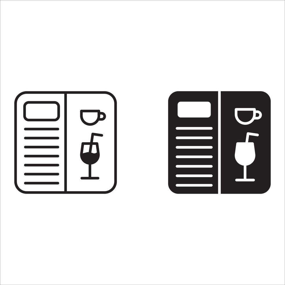 Restaurant menu icons in various styles, including outline and filled. Perfect for beverage, drinking and application designs. vector