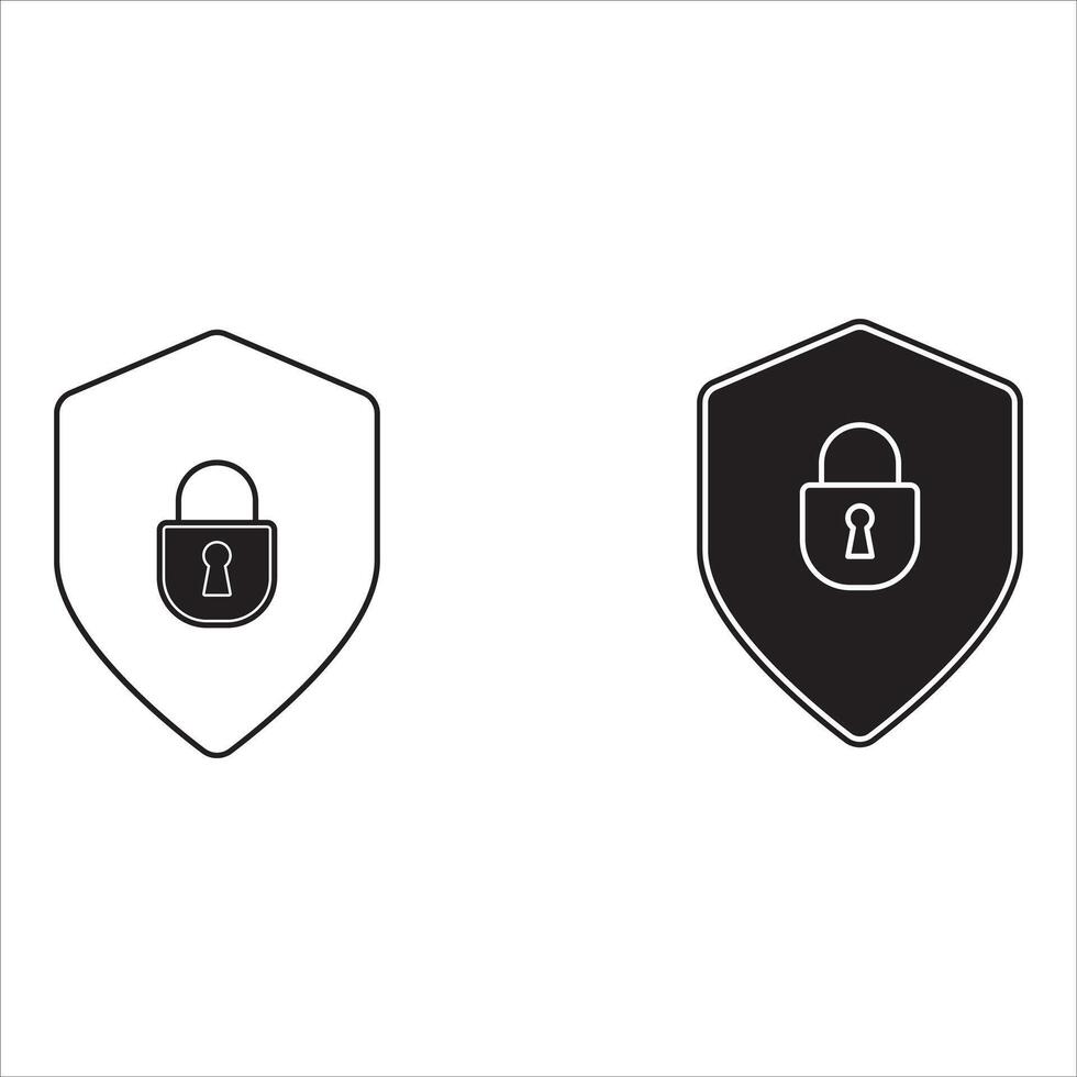 Shield check mark, tick mark symbol, shield block sign, restriction shield icons in line style design for website, app, UI, isolated on white background. Editable stroke. 333 vector