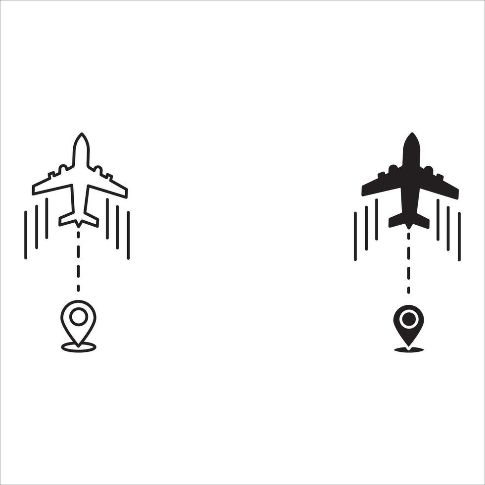Airplane routes set, Travel icon symbol, Travel from start point and dotted line tracing, Plane routes flight air dotted map drawing. vector