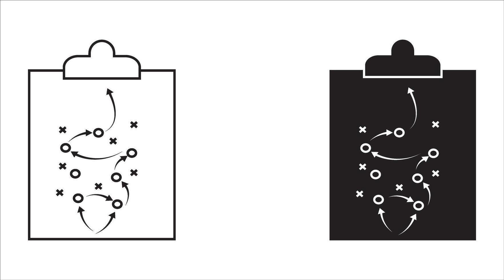 Plan icon set. Strategy to achieve goals. Coach clipboard with team strategy. outline icon with editable stroke. For apps, web and digital design. illustration. Editable colors vector