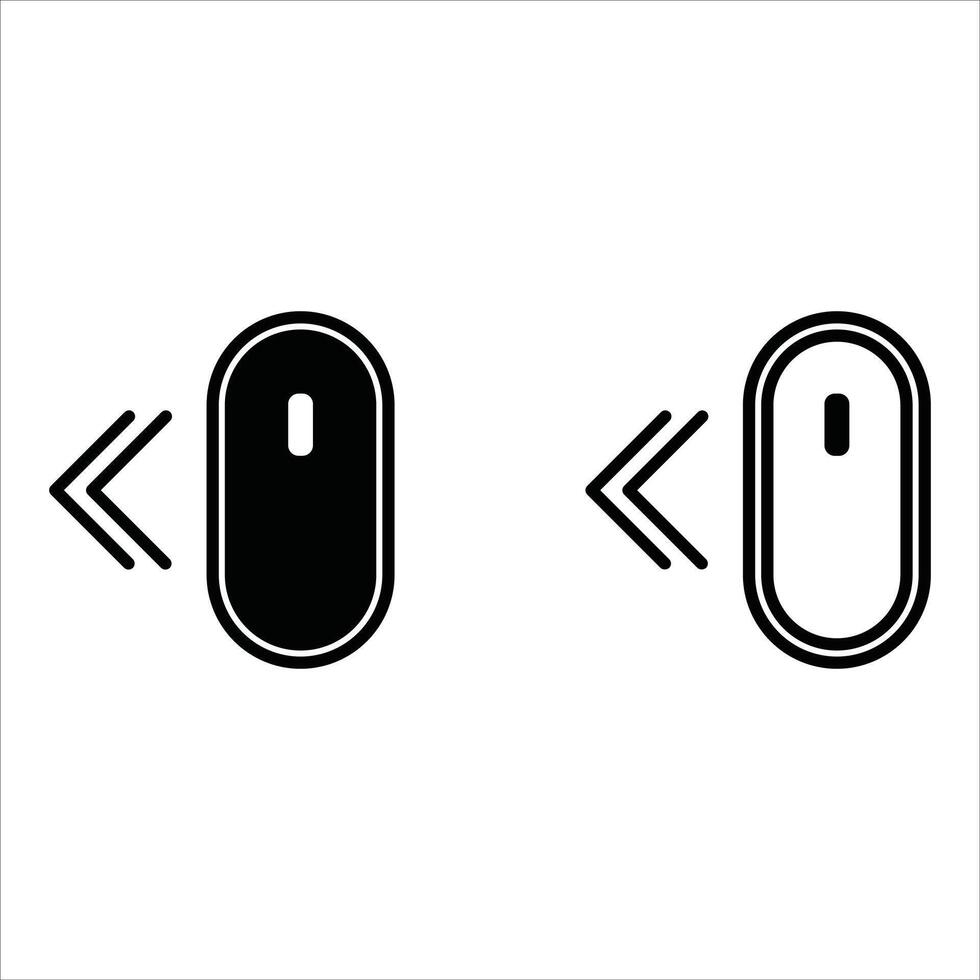 Scroll mouse direction icon. Scrolling arrow cursor symbol to the left. Computer mouse illustration isolated. vector