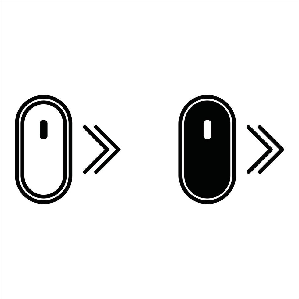 Scroll mouse direction icon. Scrolling arrow cursor symbol to the right. Computer mouse illustration isolated. vector