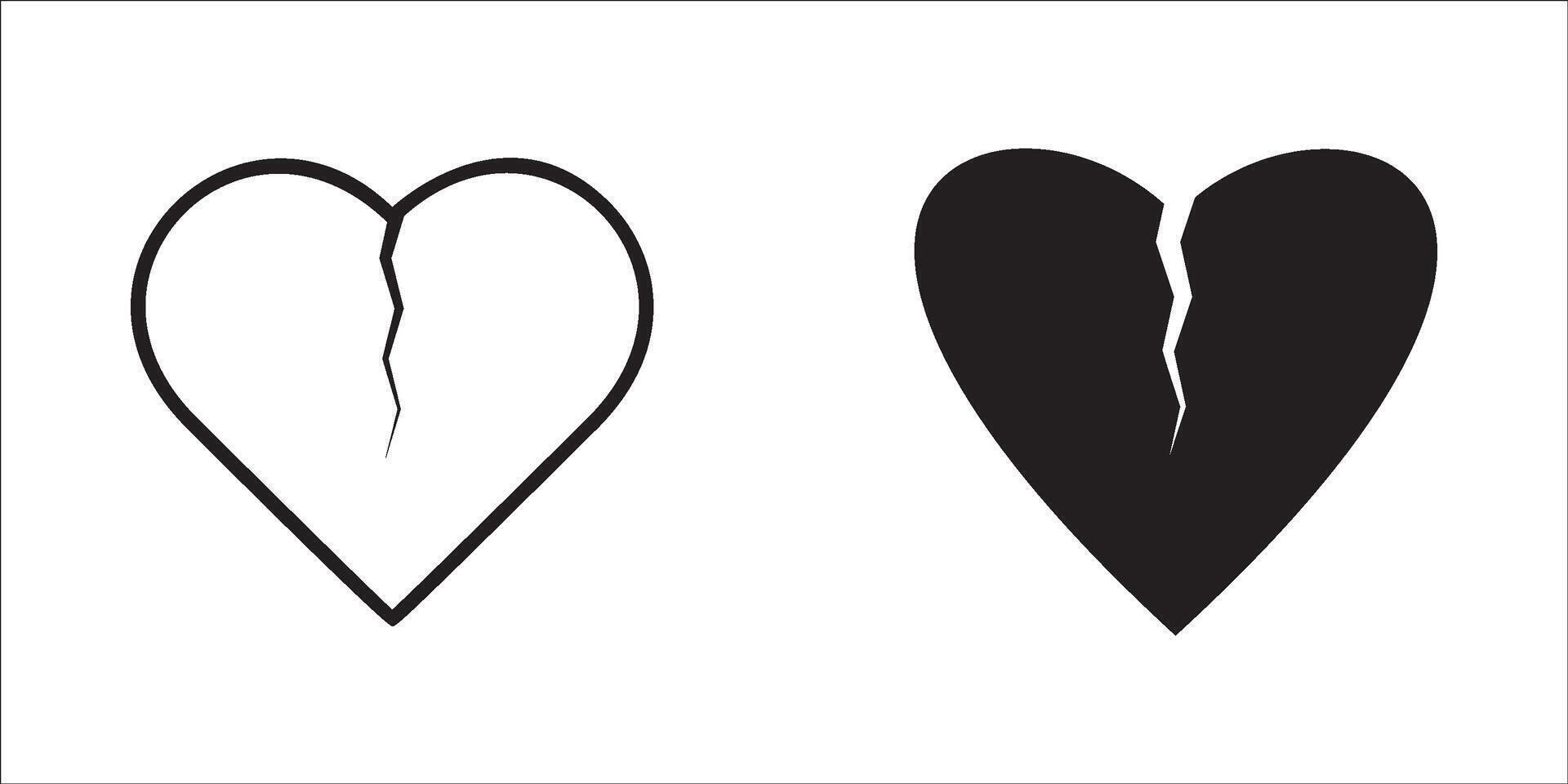 Broken heart, broken heart or divorce flat icon for apps and websites..Icon set. vector