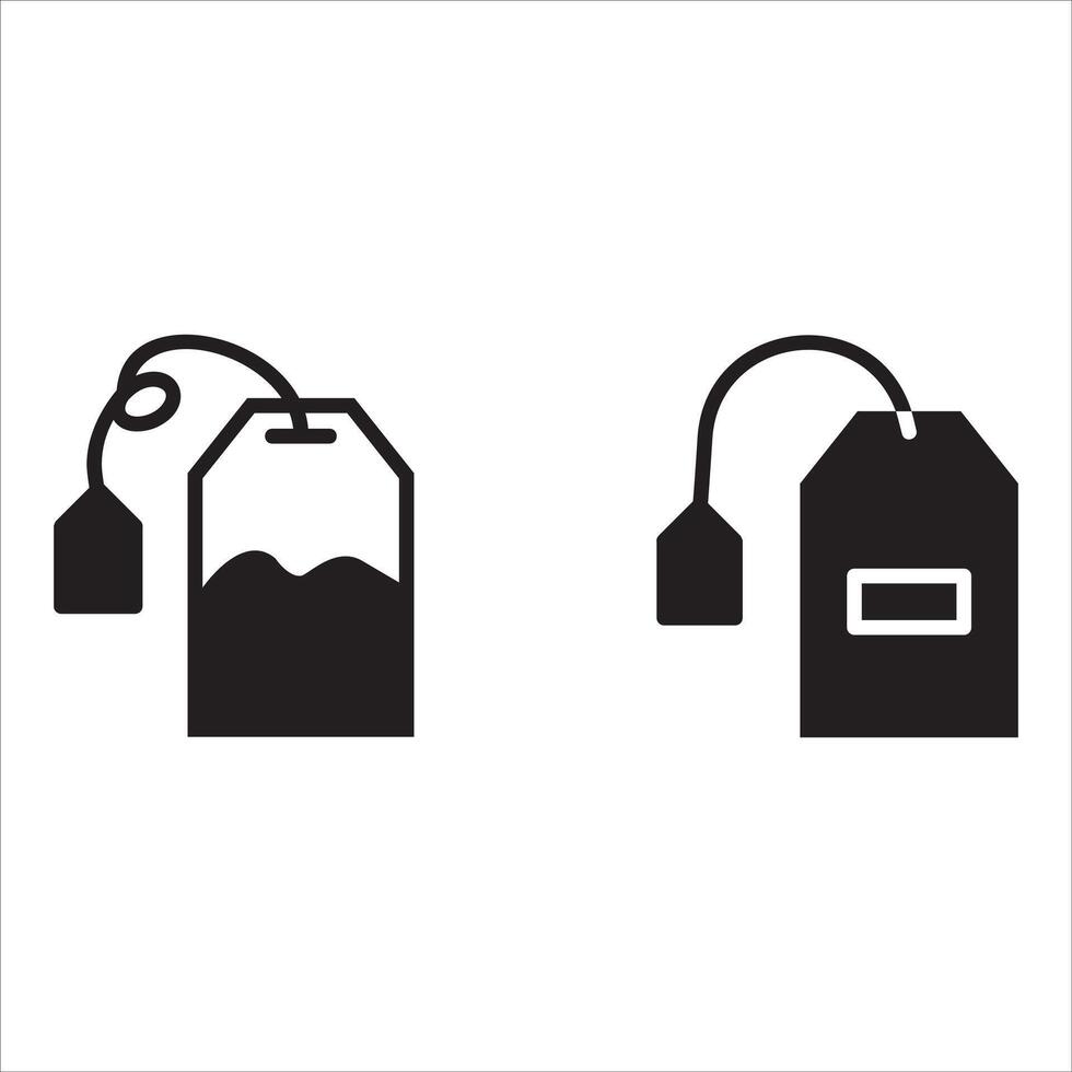 Tea bag flat Icons in line outline and flat solid style on white background vector