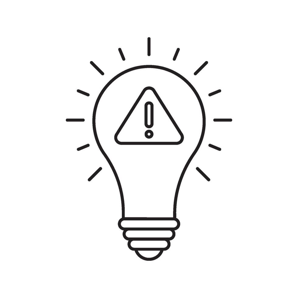 The light bulb with exclamation mark icon, full of ideas and creative thinking, analytical thinking for processing. vector