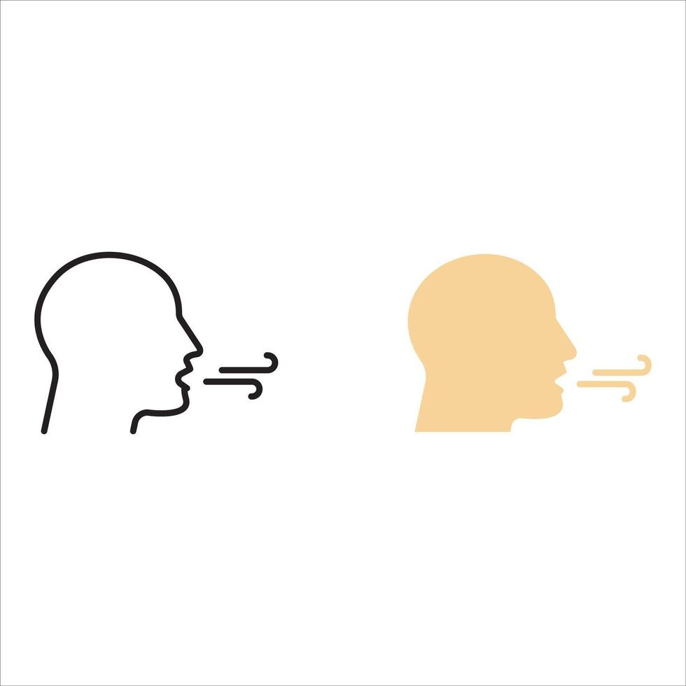 Breathing icon set Breath difficulties sign. Respiration problems symbol. illustration on white background vector