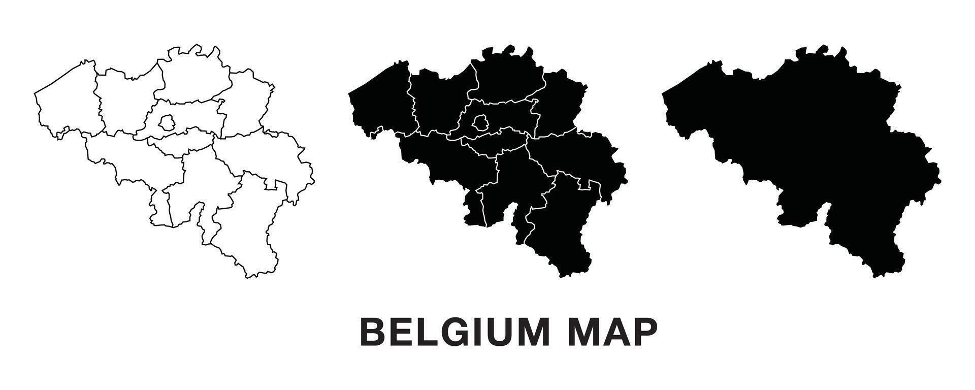 Belgium Map set , Map of Belgium. Outline Belgium map. Flat Belgium map icon. vector