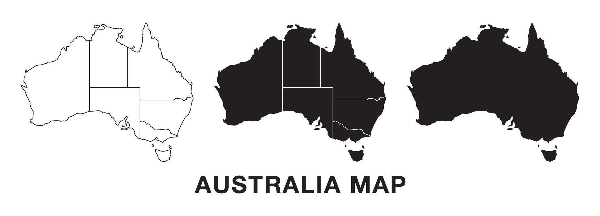 Australia Map set , Map of Australia. Outline Australia map. Flat Australia map icon. vector
