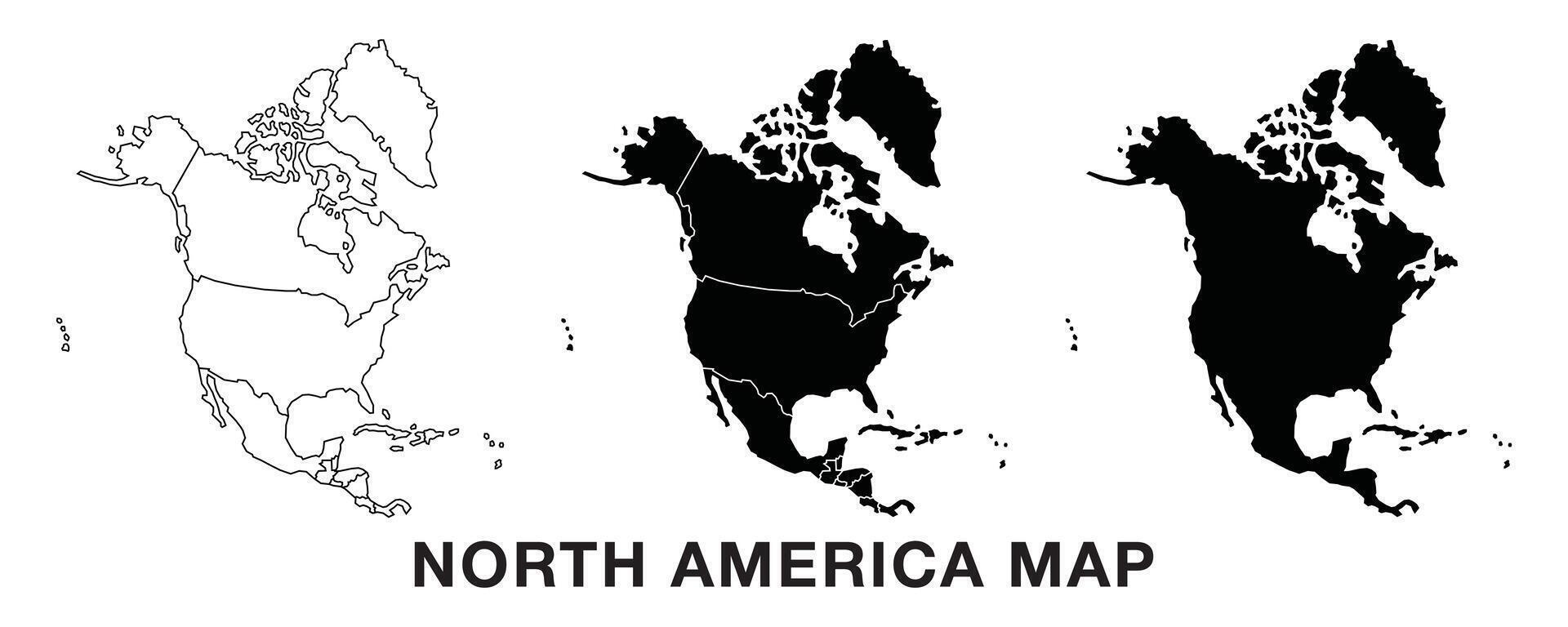 North America Map set, Map of North America. Outline North America map. Flat North America map icon. vector