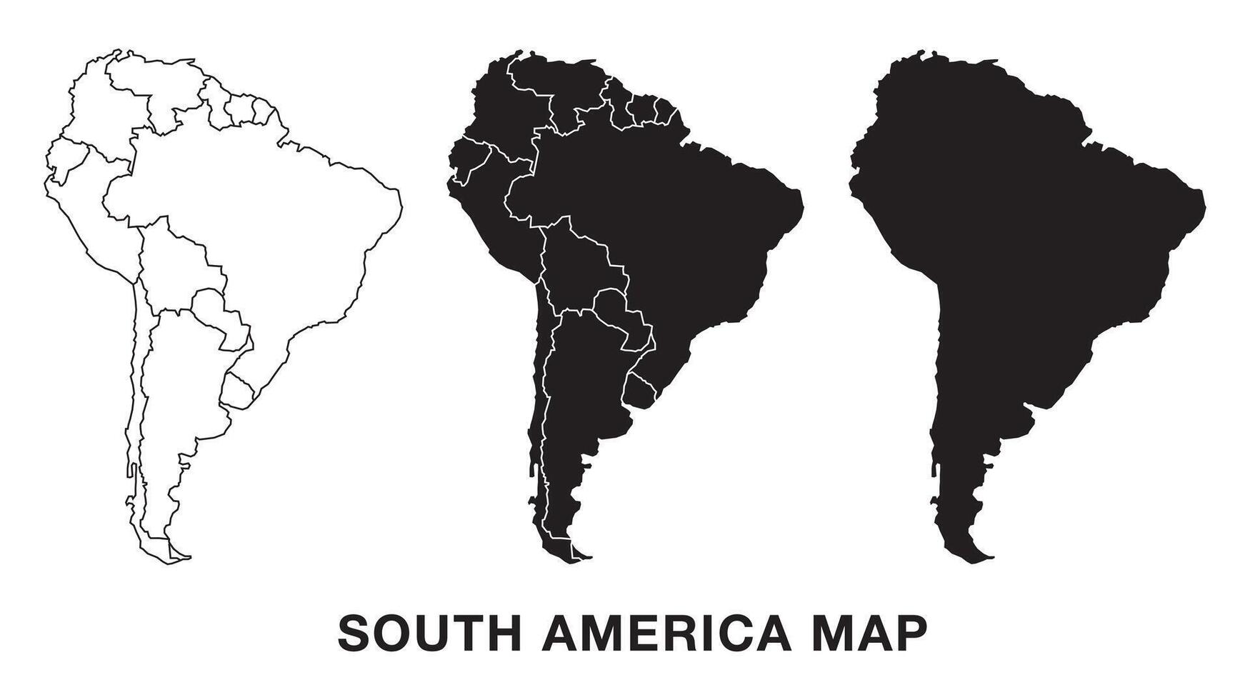 South America Map set , Map of South America. Outline South America map. Flat South America map icon. vector