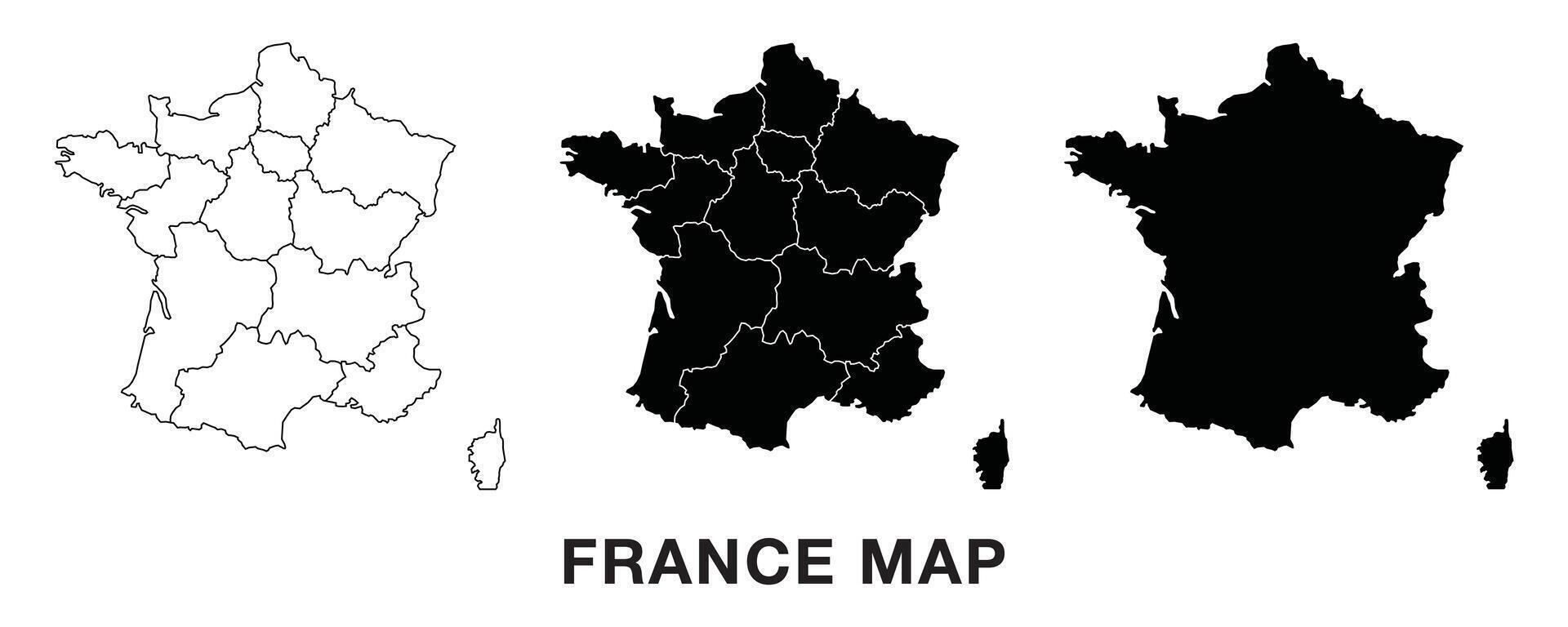 France Map set , Map of France. Outline France map. Flat France map icon. vector