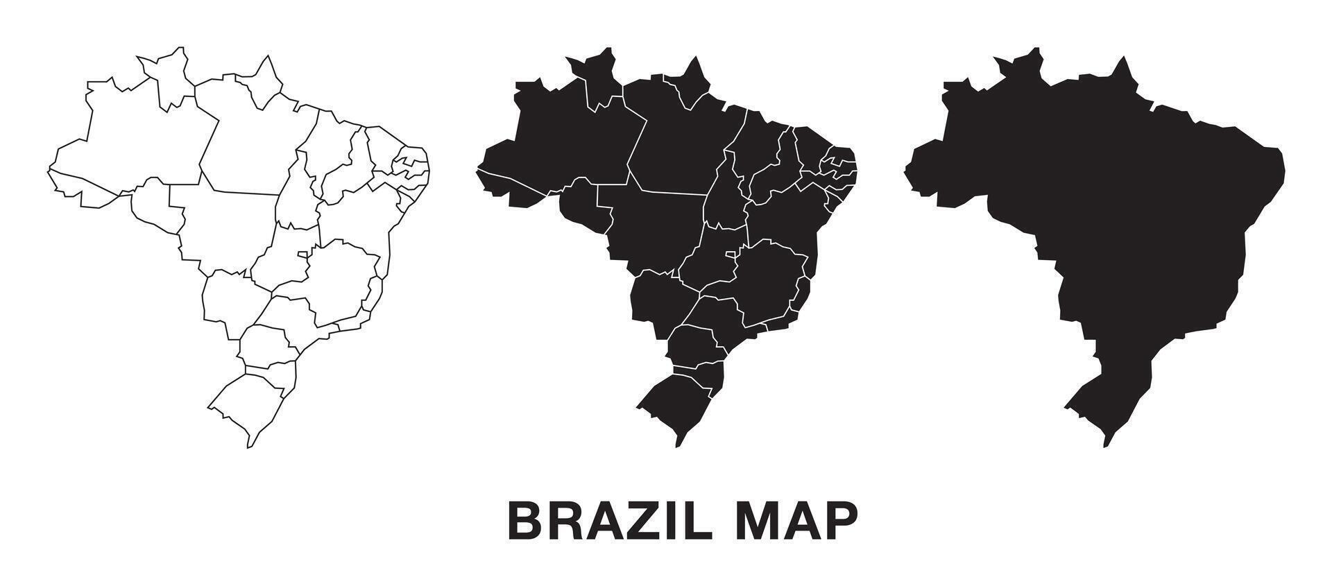 Brazil Map set , Map of Brazil. Outline Brazil map. Flat Brazil map icon. vector