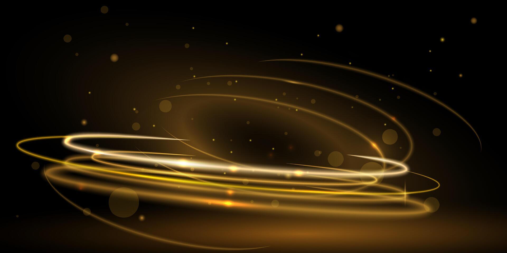 Wave line gold and glow neon light effect vector
