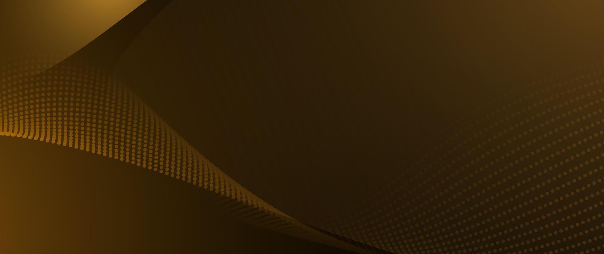 Abstract wave, flow line, motion pattern and particle dot on gold color background vector