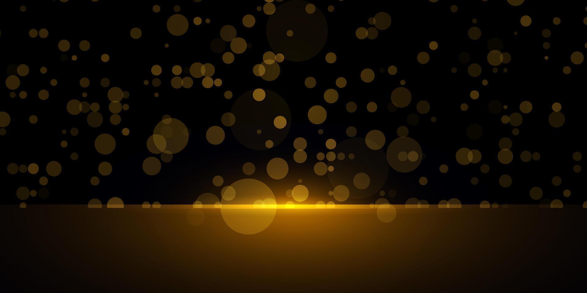 Bokeh and glowing dot particle on black color vector